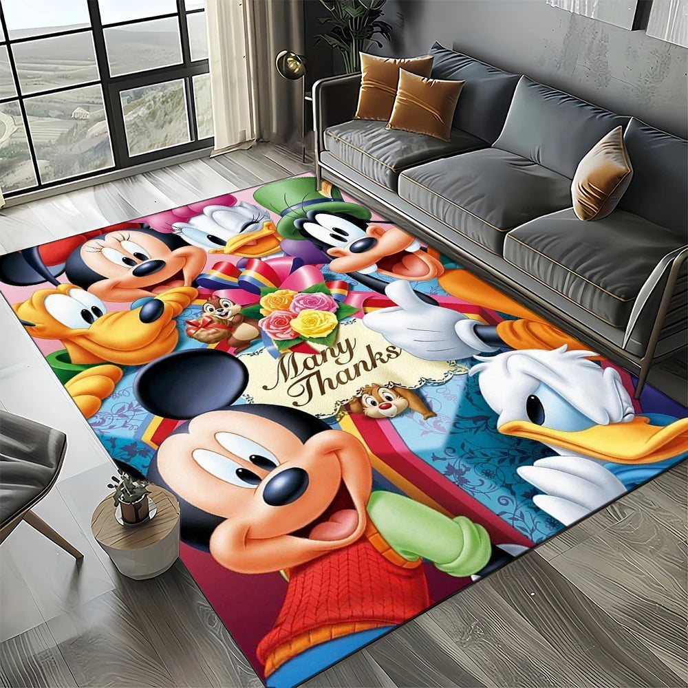 Mickey Minnie Mouse Donald Duck Cartoon Carpet Rug for Bedroom Living Room Home Sofa Decoration,kids Large Decor Floor Mat Gift