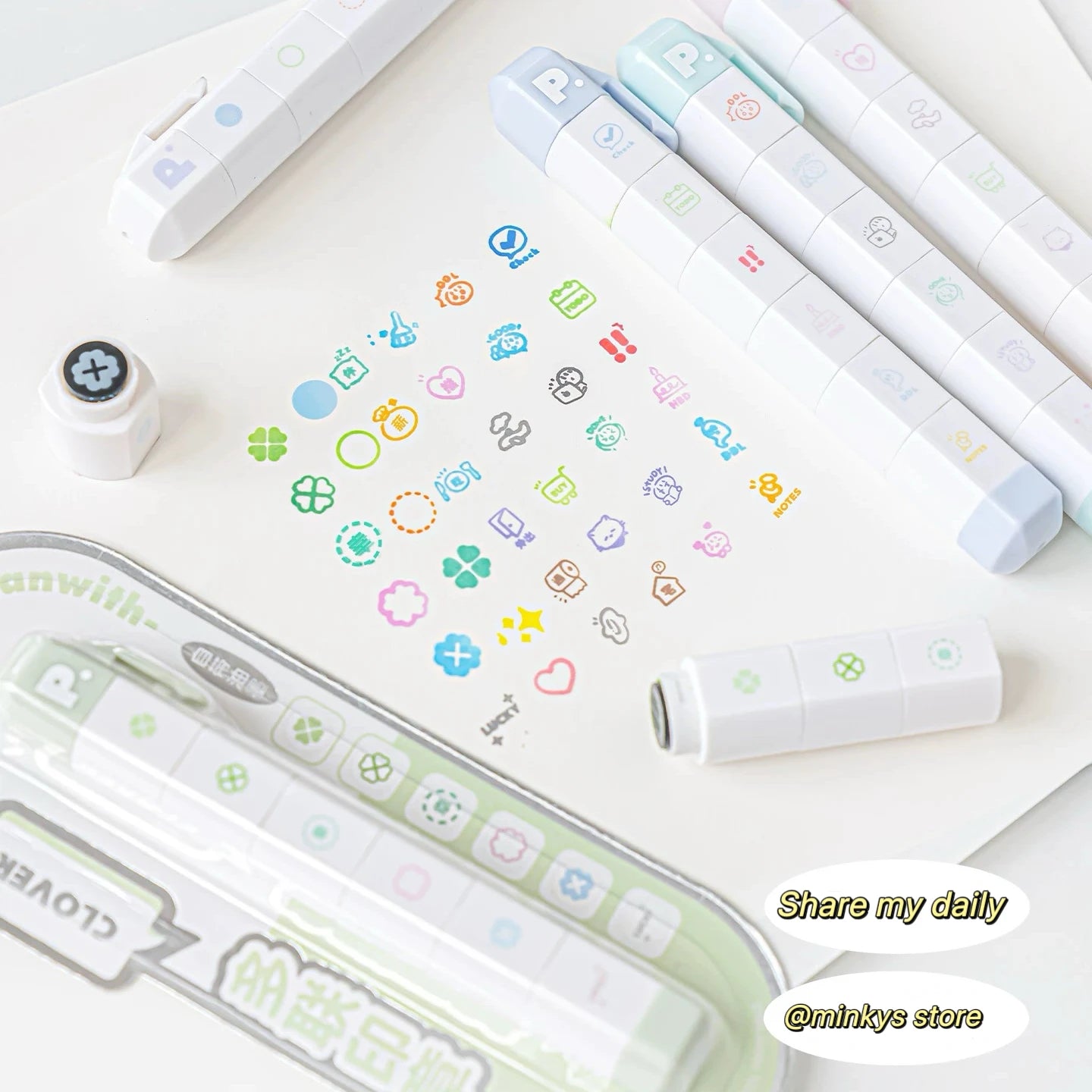 MINKYS New Arrival Cute To Do List Journal Stamp Set Kids Gift School Stationery