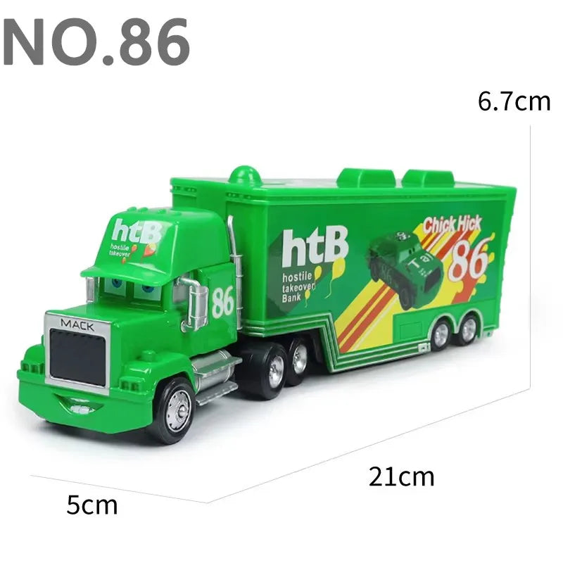 Cars Toy Truck Lightning McQueen Uncle Mike Alloy Diecast Model Container Hauler Trucks Children's Christmas Toys
