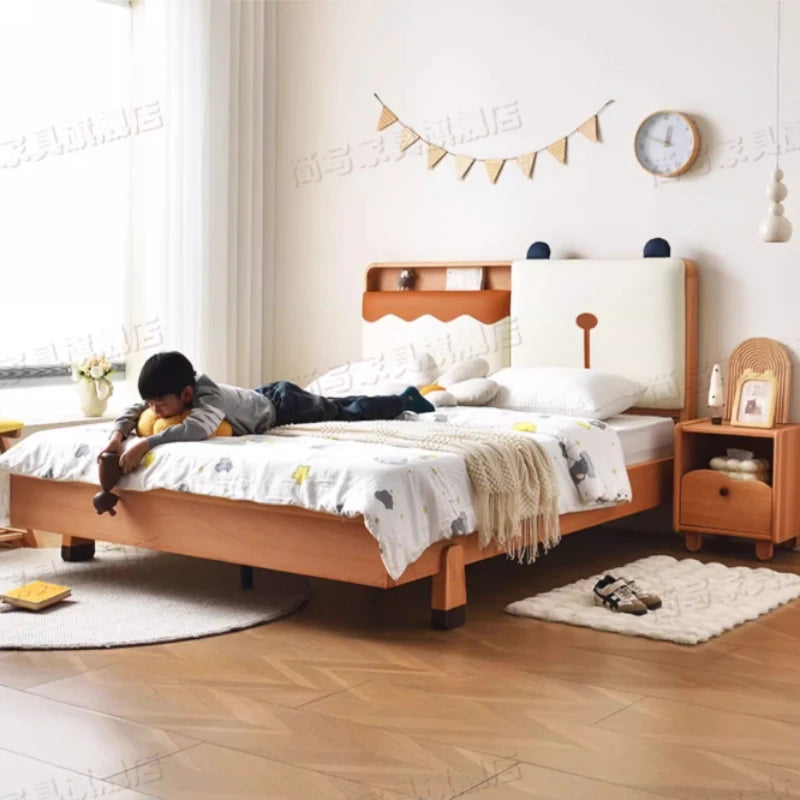 150x200cm Kids Bed 2 People Frame Bedside Table Queen Size Children Bed 2 People Modern Wooden Design Bedroom Furniture Sets