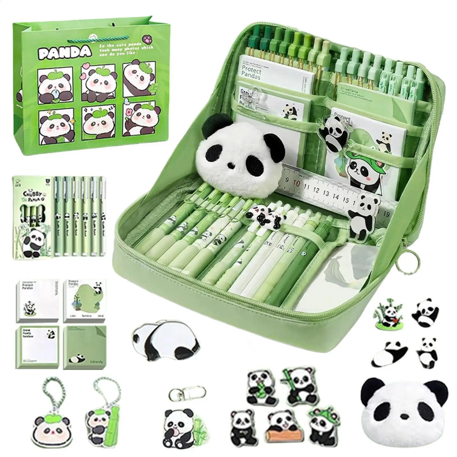 Stationery Sets School Stationery Set Panda Design Pens Stick Notes Brooches Pendants Kit for Kindergarten College Home Students