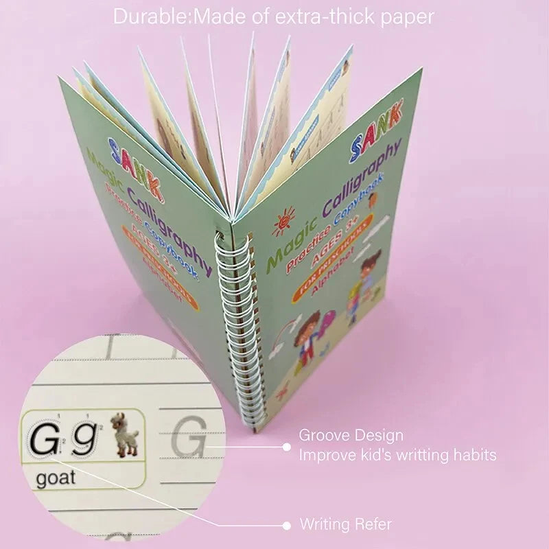 4Pcs Handwriting Workbooks Practice Copybook Magic Reusable Calligraphy Handwriting Tracing Practice Book for Kids Learning