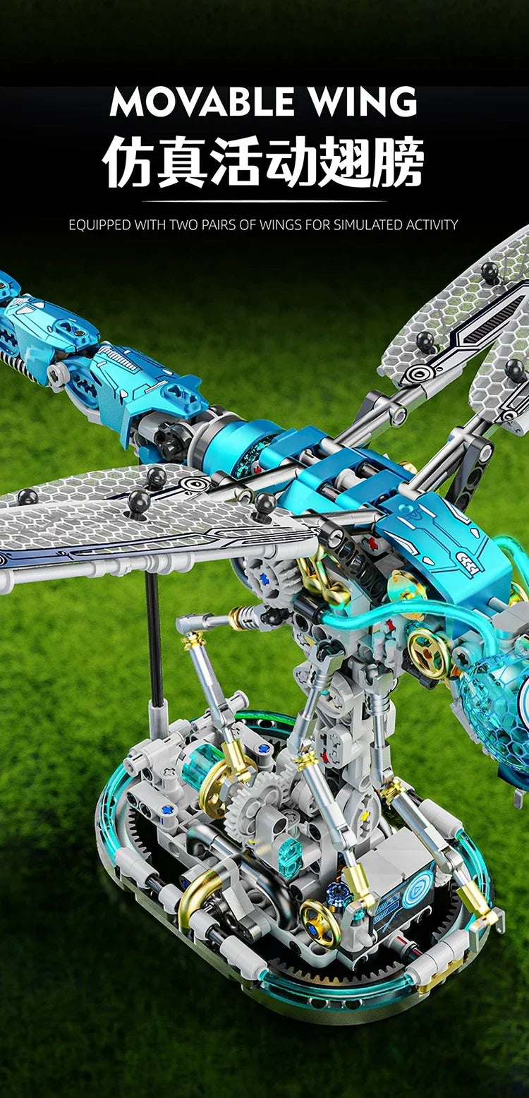 866+pcs Mechanical Dragonfly Building Blocks Kit Animal World Model Set Bricks Kids STEM Toys Children's Gifts