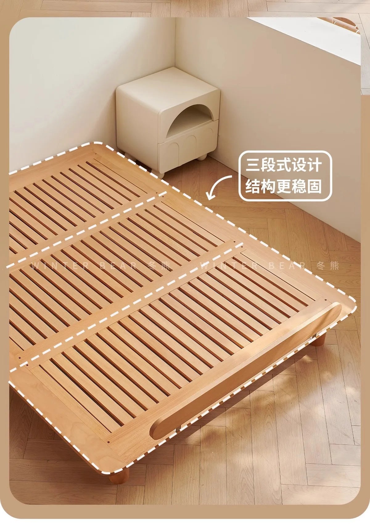 Boys and girls bed small apartment single bed 1.5 meters simple full solid wood tatami no bedside children's bed