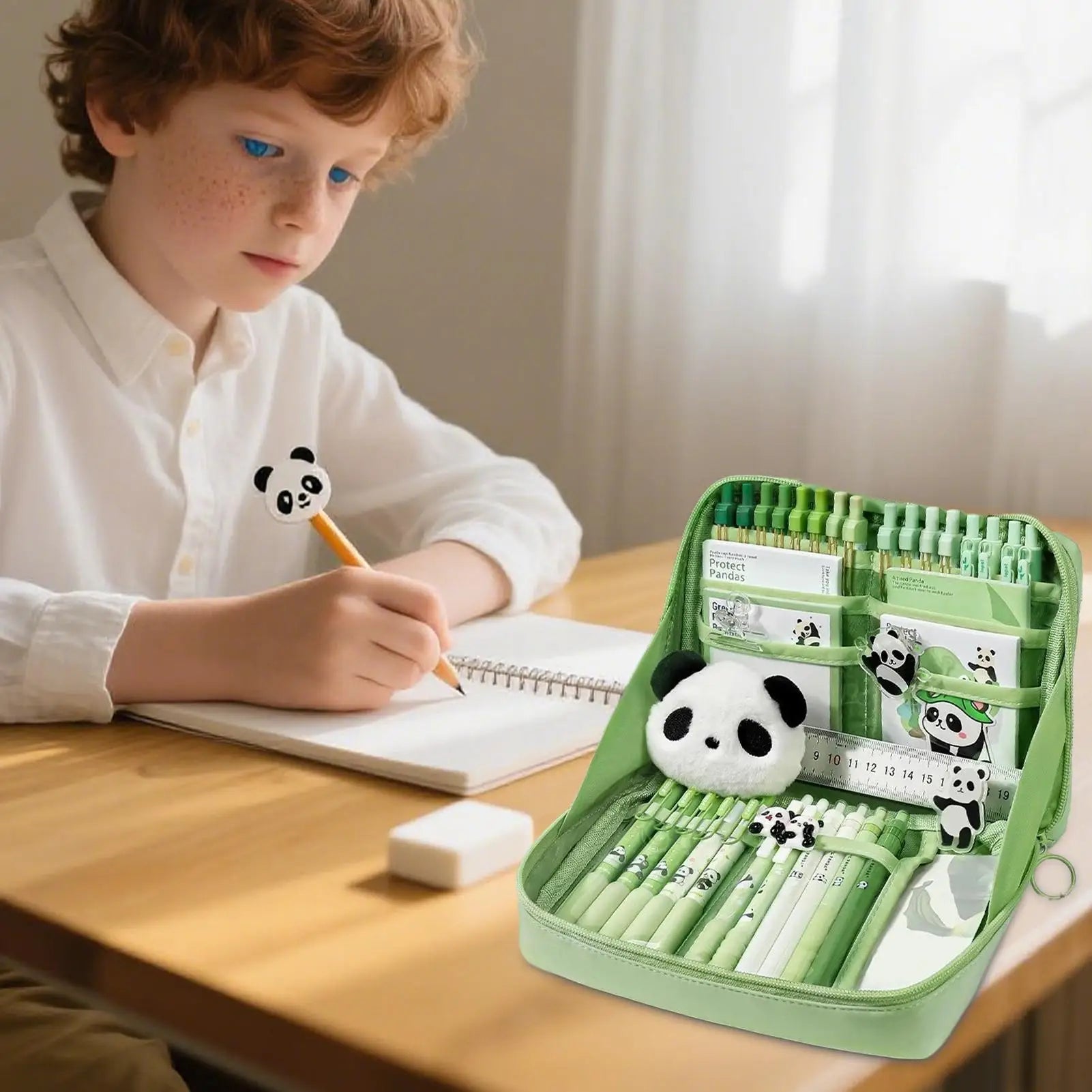 Stationery Sets School Stationery Set Panda Design Pens Stick Notes Brooches Pendants Kit for Kindergarten College Home Students