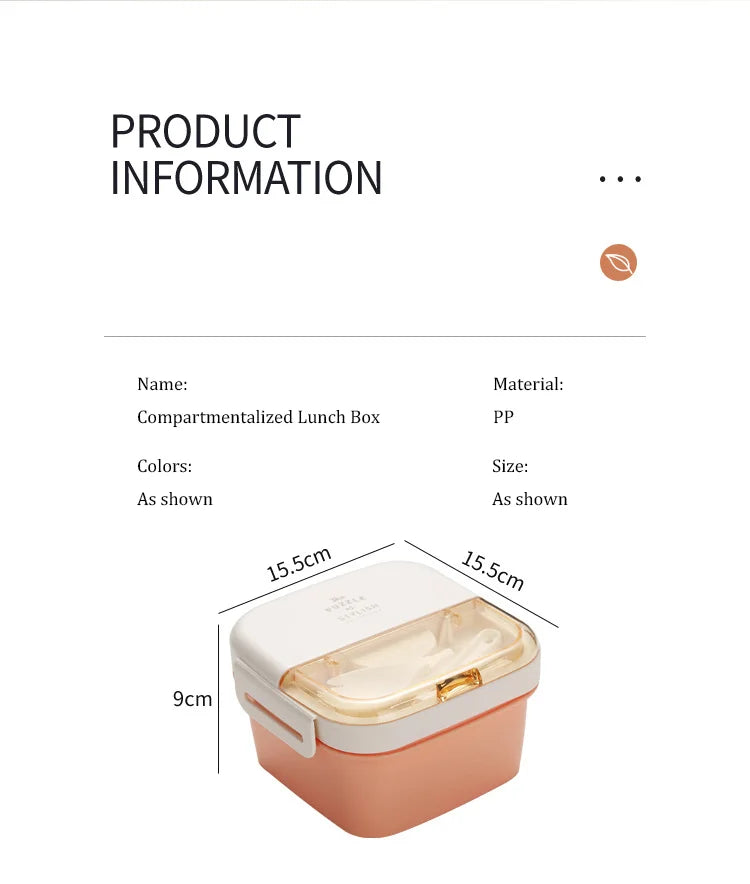 Bento Lunch Box,Portable Double Layer Salad Box,Lunch Box for Toddlers with Tableware,Microwavable Food Storage Container