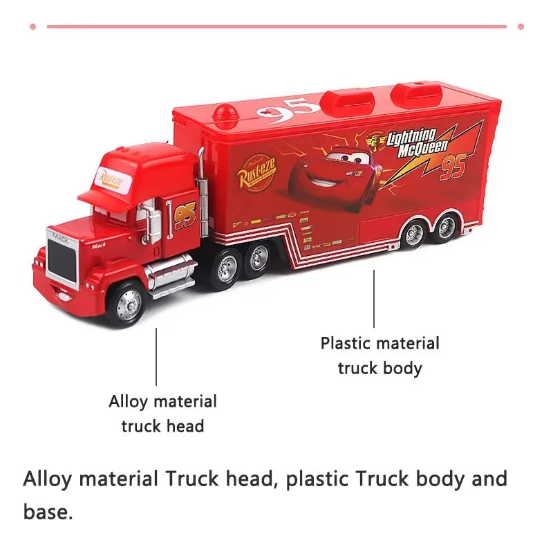 Cars Toy Truck Lightning McQueen Uncle Mike Alloy Diecast Model Container Hauler Trucks Children's Christmas Toys