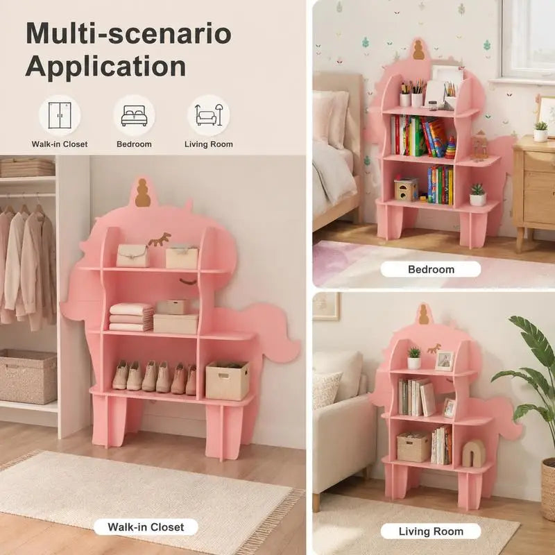 Kids Bookcase Toy Storage Organizer with Open Storage Shelves-UnicornSuitable for living room, study and office to store books and display decorative ornaments