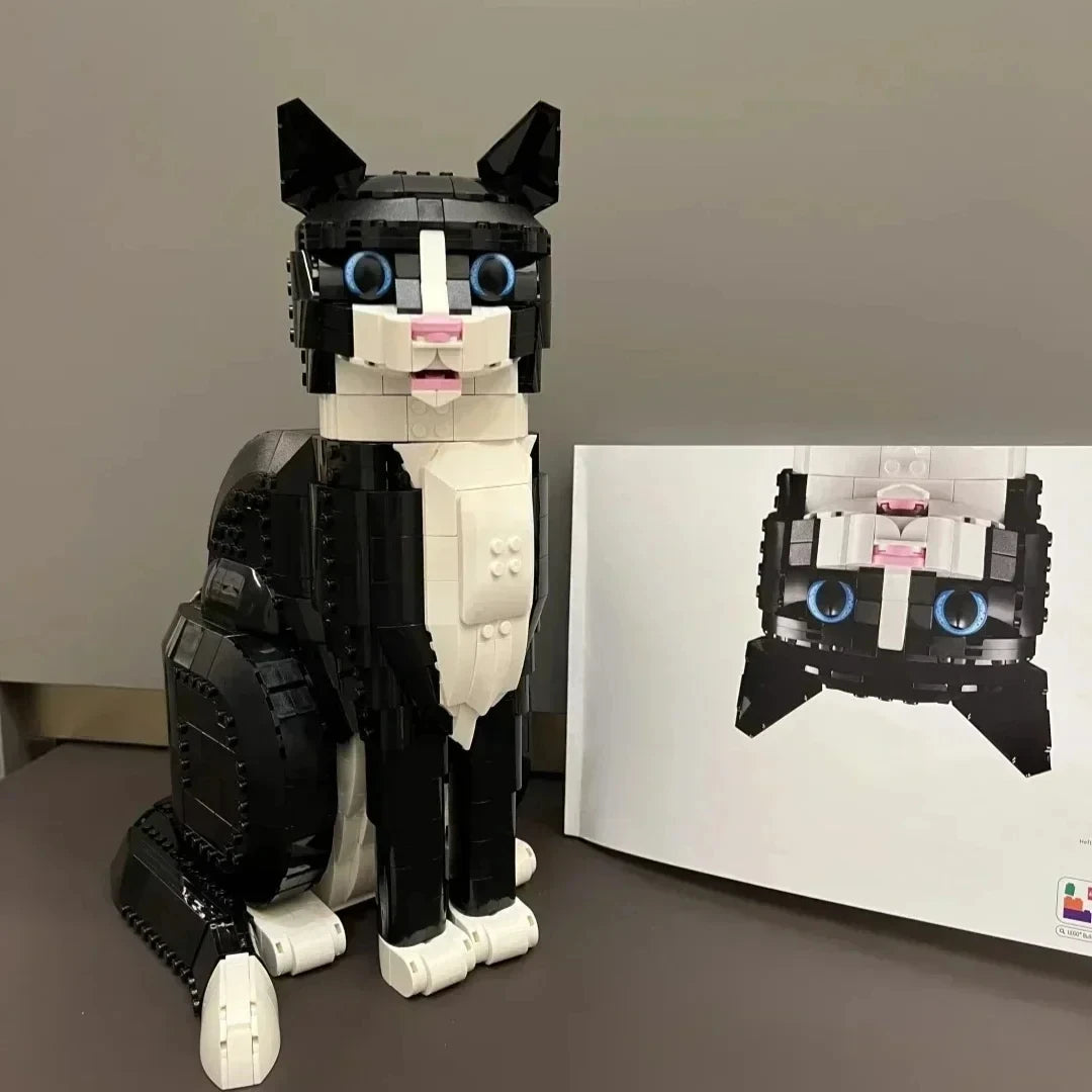 2026 Tuxedo Cat building block model set, compatible with Lego particles, suitable for Christmas gifts
