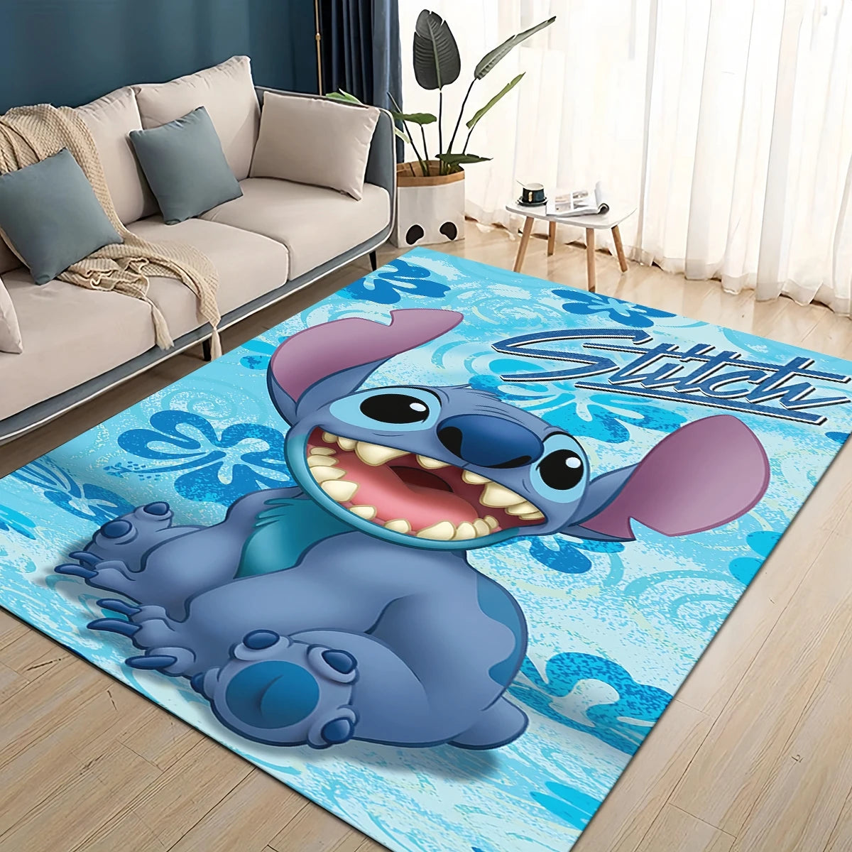 3D Kawaii Stitch Rainbow Magic Disney Cartoon Gift Carpet Rug for Bedroom Living Room Home Sofa Decoration,kid Decor Floor Mat