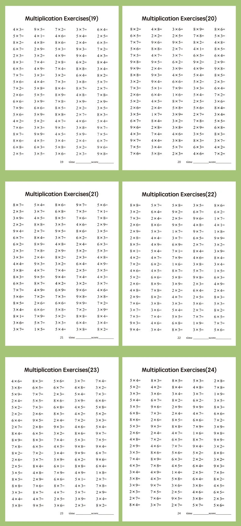 Practice Questions for Multiplication Division Specialized Training Mathematics, Math Workbook, Early Education Toys