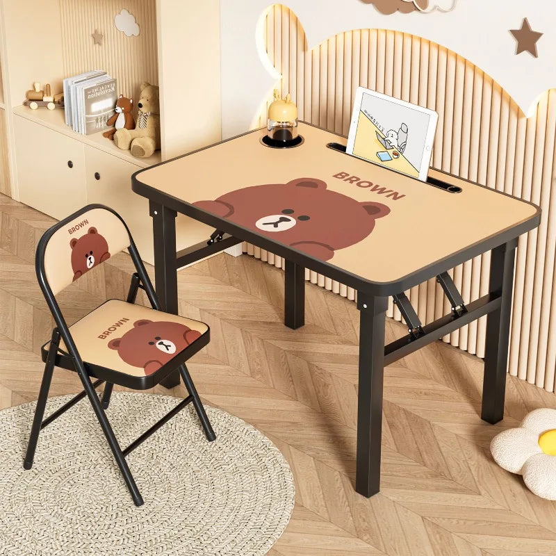 Desk simple household writing table children's homework desk chair set folding simple study table