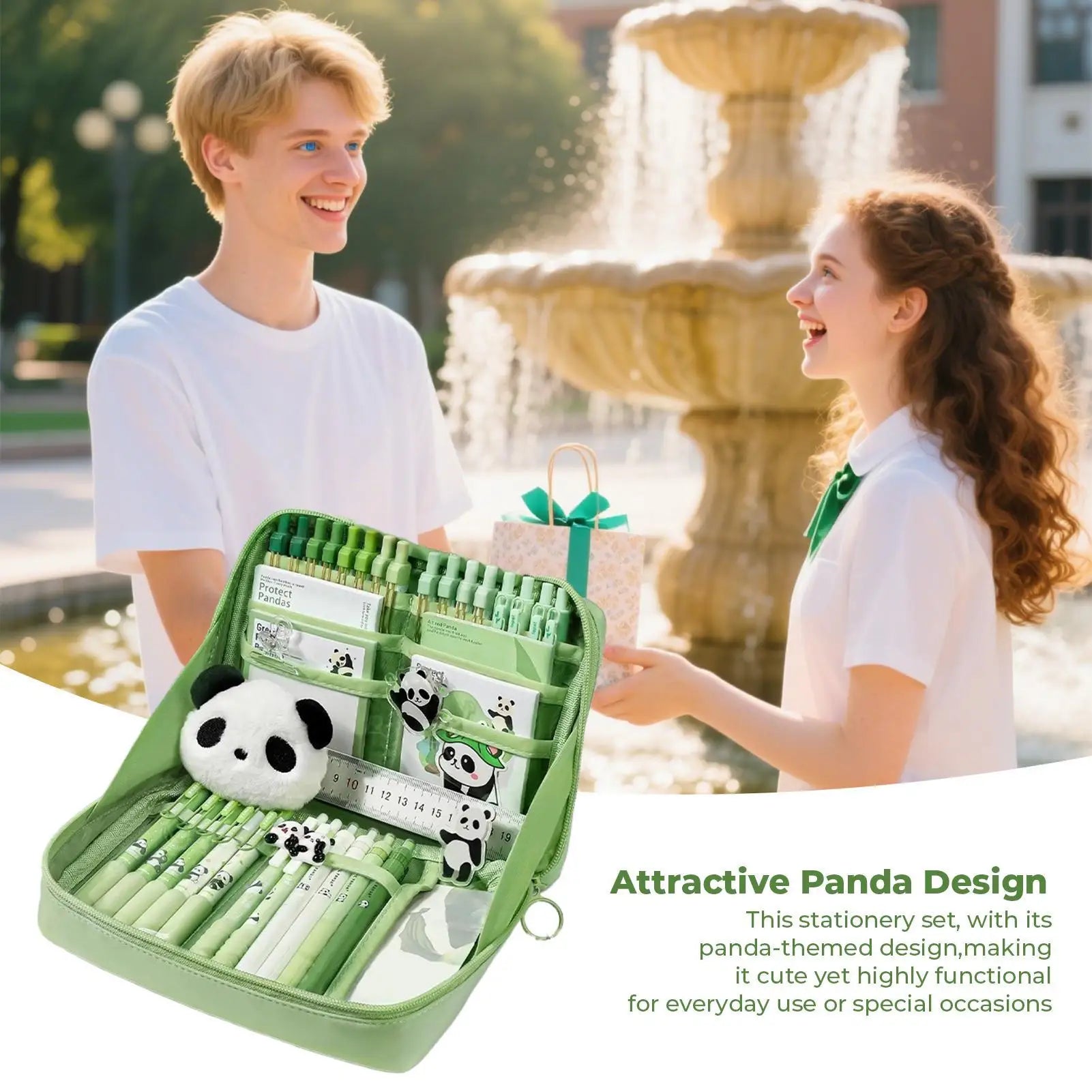 Stationery Sets School Stationery Set Panda Design Pens Stick Notes Brooches Pendants Kit for Kindergarten College Home Students