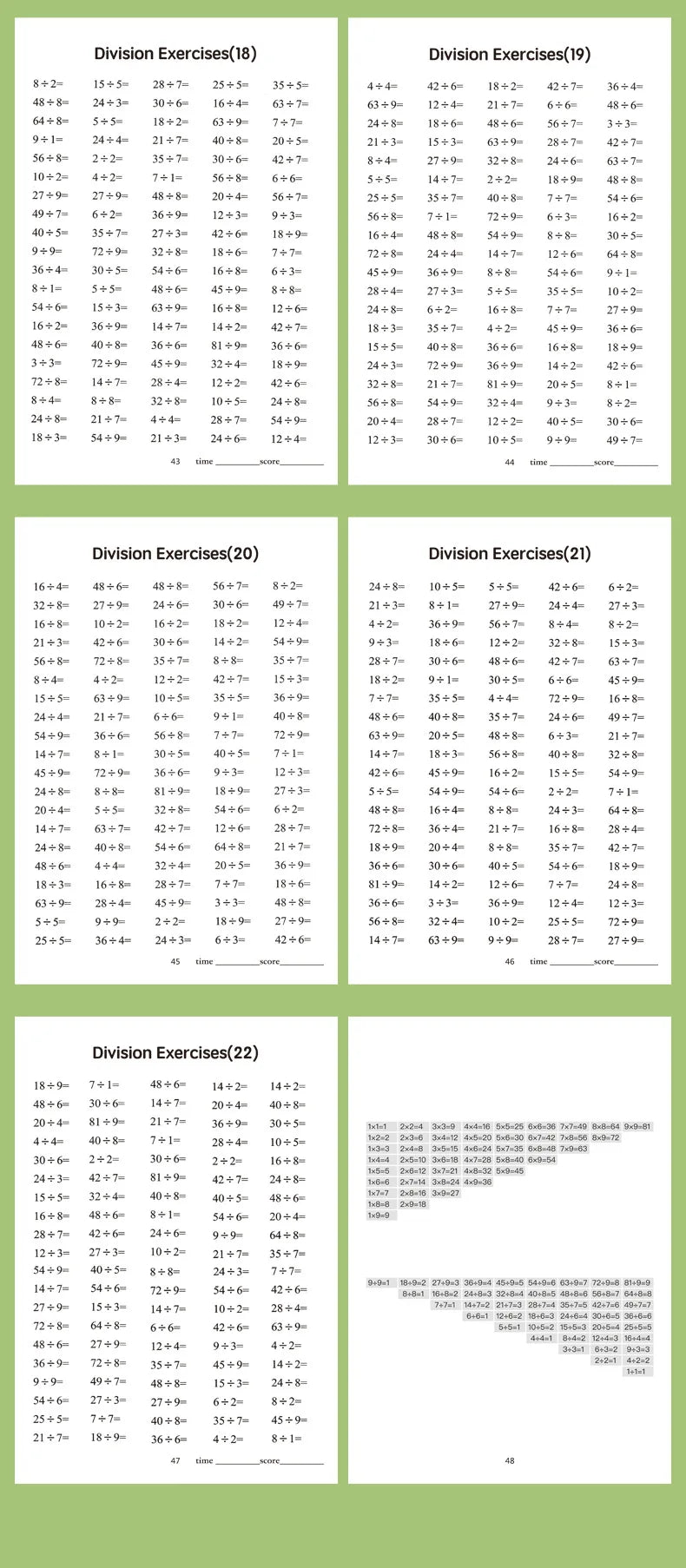 Practice Questions for Multiplication Division Specialized Training Mathematics, Math Workbook, Early Education Toys