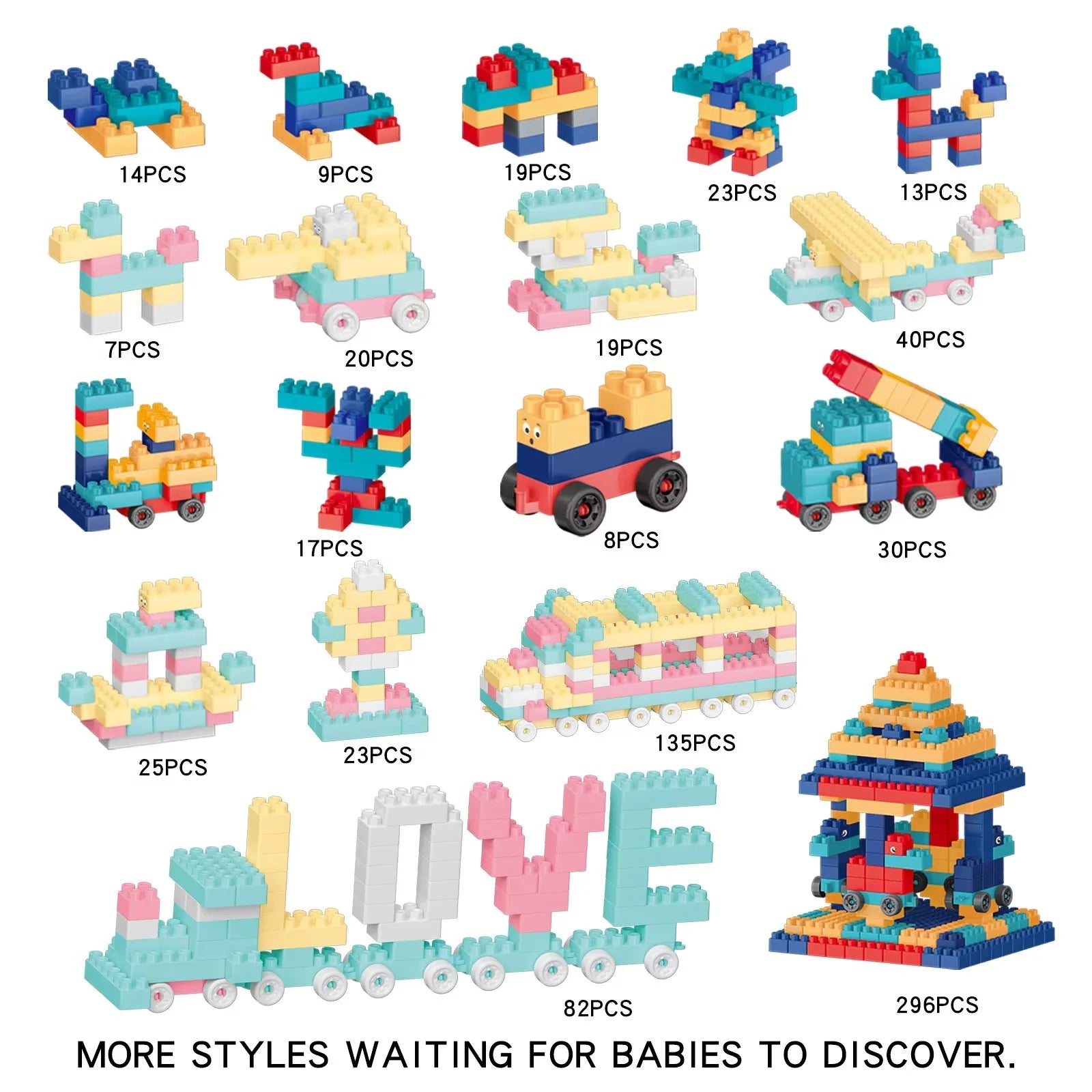 Building Block Set Early Education Building Block Particle Puzzle Toys (Random Colors)148 PCS