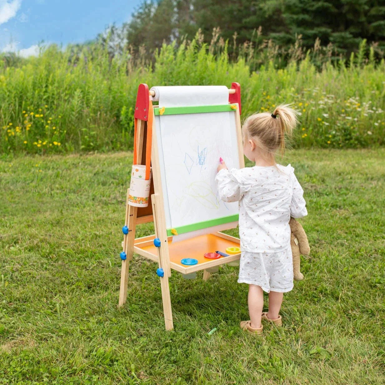 Tiny Land 3-in-1 Kids Art Easel with Two Paper Rolls