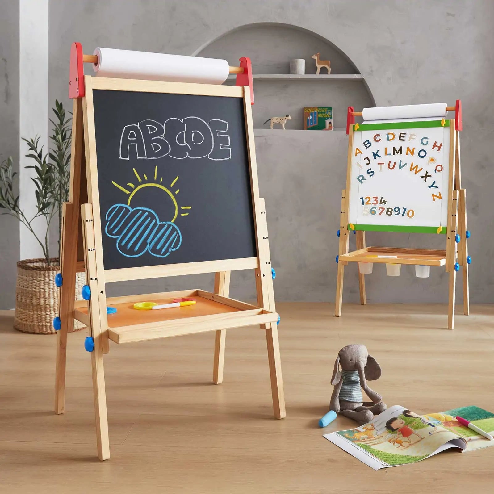 Tiny Land 3-in-1 Kids Art Easel with Two Paper Rolls