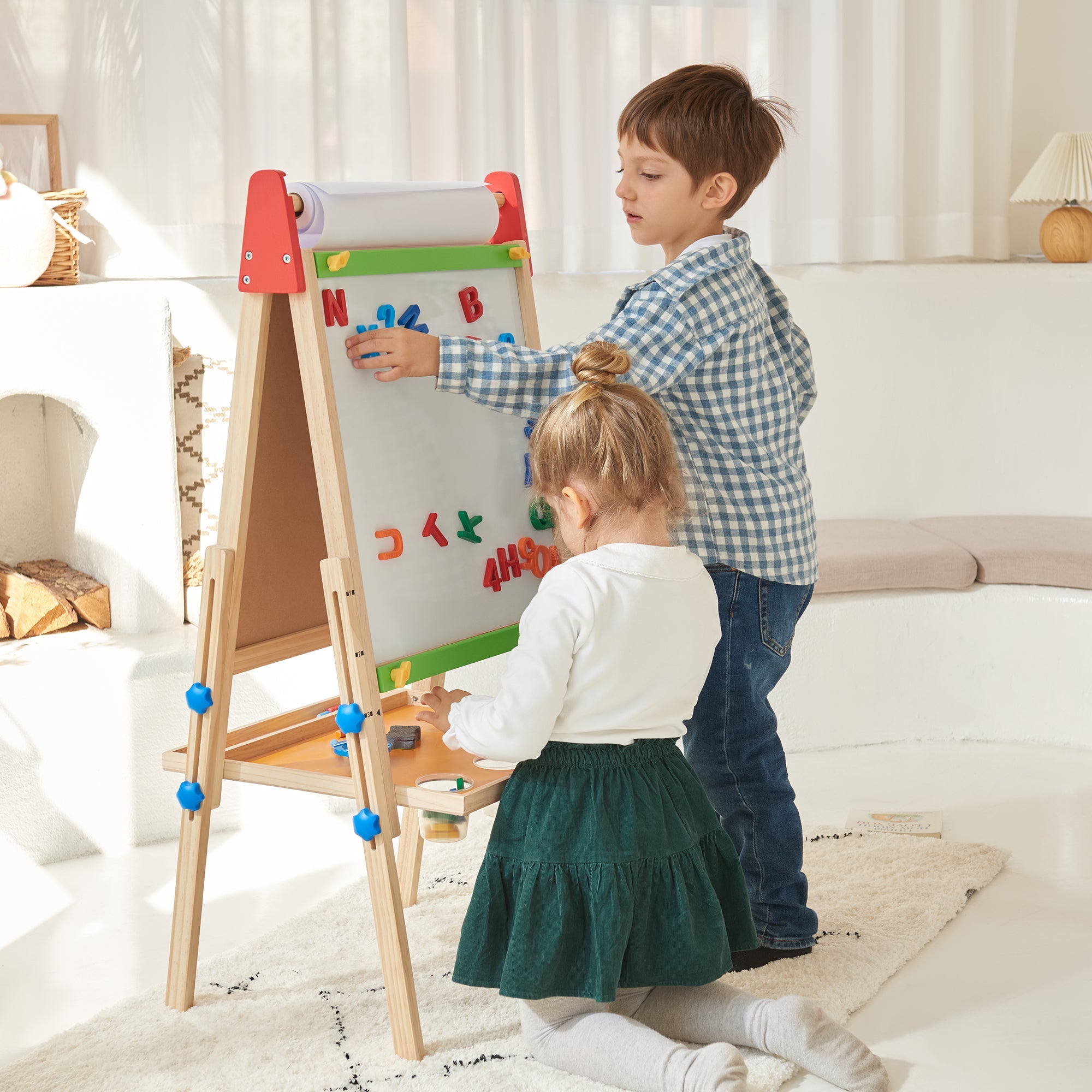 Tiny Land 3-in-1 Kids Art Easel with Two Paper Rolls