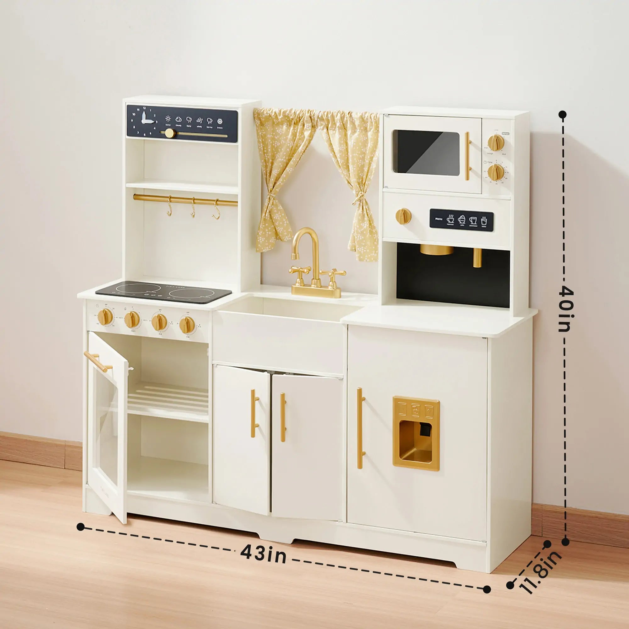 Tiny Land cream wooden play kitchen alternate angle
